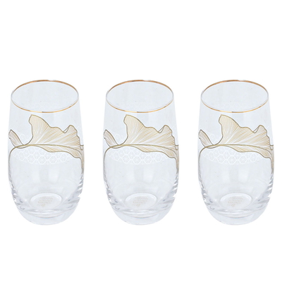 Al Saif Gallery Glass Water Cups Set, 3 Pieces - Gold product image 2