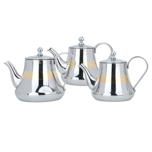 Al Saif Gallery Steel Teapot Set, 3 Pieces - Silver product image