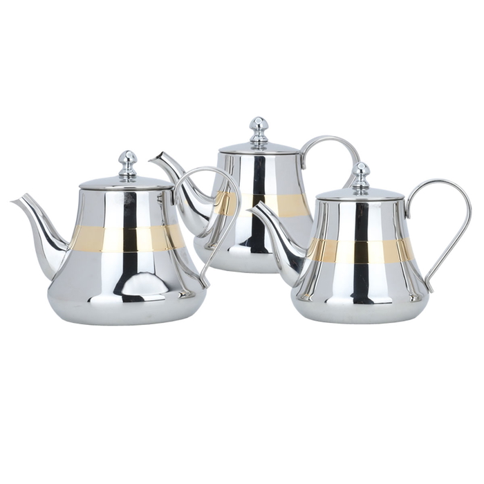 Al Saif Gallery Steel Teapot Set, 3 Pieces - Silver product image 1