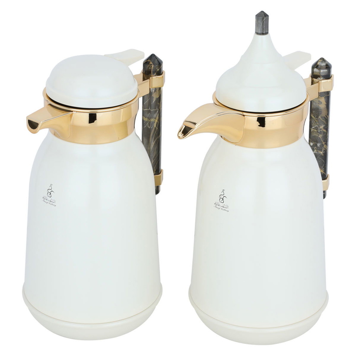 Al Saif Gallery Plastic Thermos Set (Shahd), 1 liter - 0.75 liters, 2 pieces - white product image 2