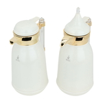 Al Saif Gallery Shahd plastic thermos, 1+1 liter, gilded, with acrylic handle, 2 pieces - white product image 2