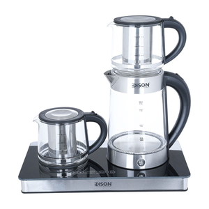 طقم غلاية كهربائية زجاج إديسون، 0.8 لتر، 2200 واط، WK-0815GT - أسود product image
