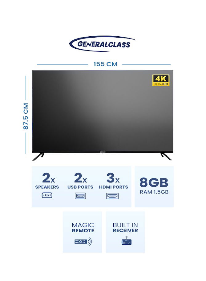 General Class Smart TV, 65 inches, 4K, LED, Android 13, 65US8000 - Black product image 2