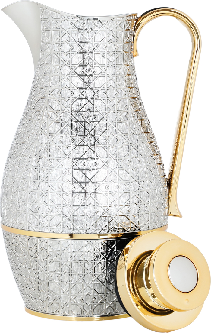 Al Saif Gallery Steel Hessa Thermos Set, 1 Liter - Silver and Gold product image 2