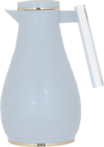 Al Saif Gallery Karam Plastic Thermos Set, 1 Liter - 0.65 Liter, Islamic Pattern, Acrylic Handle - Light Gray product image 4