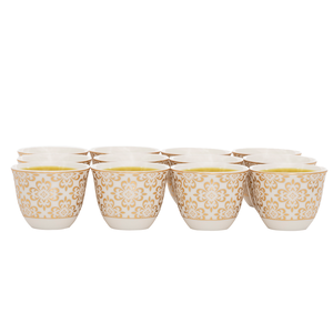 Al Saif Gallery porcelain coffee cup set, rose pattern, 12 pieces - white product image