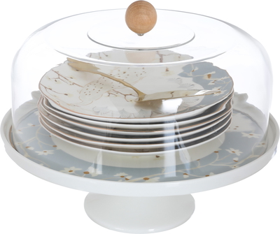 Alsaif Gallery Porcelain Cake Stand Set (Peacock), 9 Pieces, Plates, Lid, Chopping Spoon - White product image 1