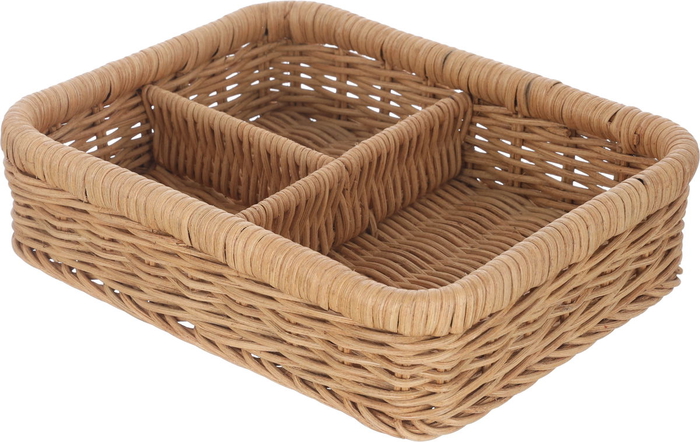 Al Saif Gallery Wicker Basket, 25x20x6.7 cm, Rectangular, 3 Sections - Brown product image 2