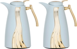 Al Saif Gallery Karma stainless steel thermos set, two pieces, with gold handle - gold white product image 1