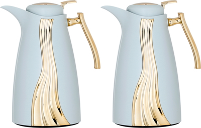 Al Saif Gallery Karma stainless steel thermos set, two pieces, with gold handle - gold white product image 1