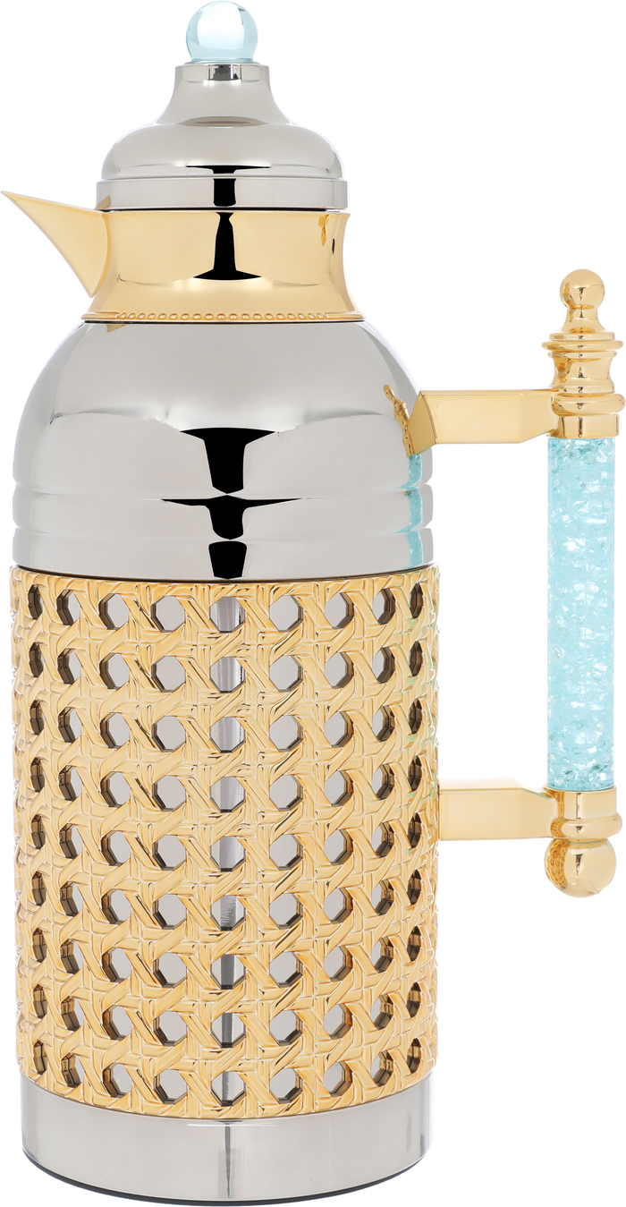 Sarah Estelle Al Saif Gallery thermos set, 1+1 liter, cyan crystal handle, 2 pieces - silver product image 5