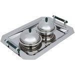 Al Saif Gallery steel tofary set, 2 dates, lid, marble handle, 3 pieces - silver product image 1