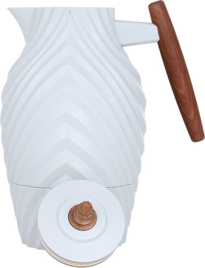 Noora plastic thermos from Al Saif Gallery, 1 liter, wooden handle - light grey product image 3