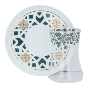 Al Saif Gallery Istikana Set With Glass Plate, 12 Pieces - White product image