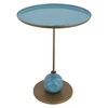 Al Saif Gallery steel serving stand, circular, with a gold-cyan base product image 1