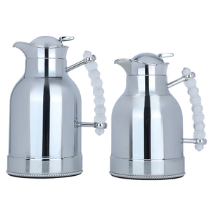 Al Saif Gallery Farida stainless steel thermos set, two pieces, 0.7 / 1 liter - silver product image