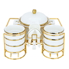 Al Saif Gallery Soup Heater Set With Porcelain Stand, 15 Pieces - Golden White product image 2