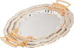 Al Saif Gallery tofaria set with gold steel rim, 3 pieces, engraved oval - silver product image 1