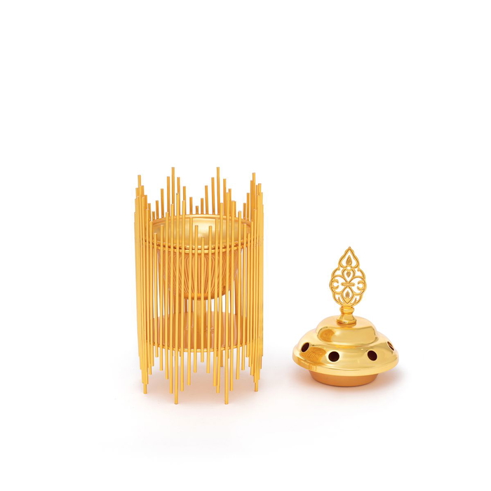 Al Saif Gallery steel incense burner, 12 x 12 x 20 cm - gold product image 2