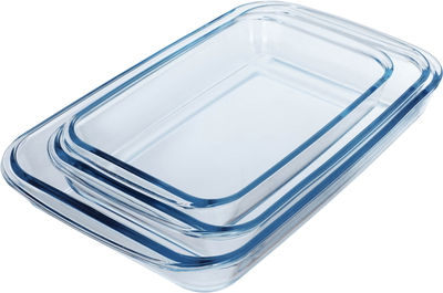 Set of glass oven trays with a metal holder, Max Glass, 3 pieces, rectangular - transparent product image 1