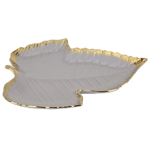 Al Saif Gallery porcelain serving plate, leaf - beige product image