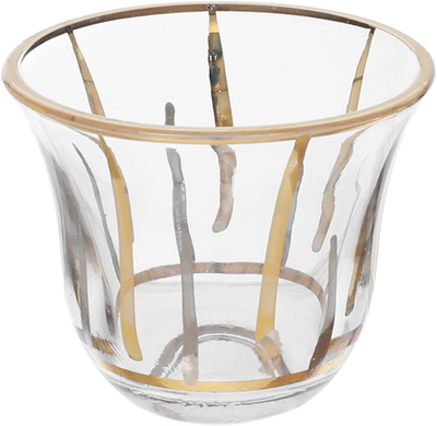 Al Saif Gallery Glass Coffee Cup Set, 6 Pieces, 90 Ml, Golden Pattern - Transparent product image 2