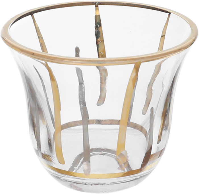 Al Saif Gallery Glass Coffee Cup Set, 6 Pieces, 90 Ml, Golden Pattern - Transparent product image 2