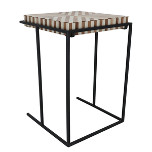 Al Saif Gallery wood serving table, 36x36x56 cm, squares - brown product image