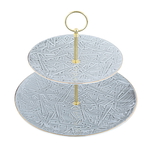 Porcelain dessert serving stand, 2 floors, Al Saif Gallery, golden-light gray edges product image 2