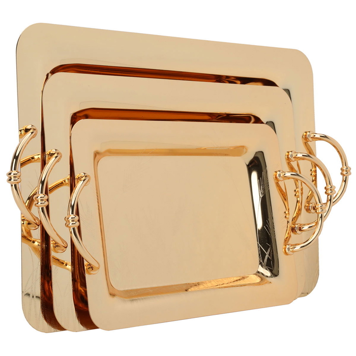 Al Saif Gallery steel topper set, 3 pieces, rectangular - gold product image 2