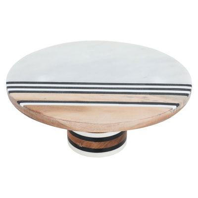 Al Saif Gallery marble cake stand, 4 x 10 x 10 cm, with base - white product image 1