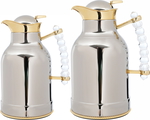 Al Saif Gallery Farida stainless steel thermos set, 2 pieces, 0.7 / 1 liter - golden silver product image 1