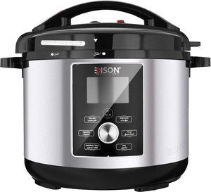 Edison Granite Pot Electric Pressure Cooker, 1000 Watts, 6 Liters, 11 Functions - Silver Black product image