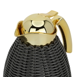 Al Saif Gallery plastic and wicker rattan thermos, 1 liter, with gold-dark gray handle product image 4