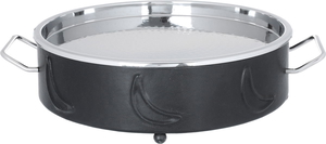 Al Saif Gallery Steel Food Warmer, 44 x 36 x 14 cm, Round, Double Bowl, Crescent Pattern, Medium - Black product image