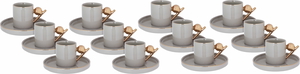 Al Saif Gallery porcelain coffee cup set, golden ball handle, with saucer, 12 pieces - Cappuccino product image