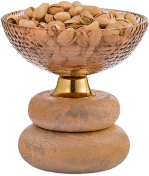 Al Saif Gallery wooden serving stand, circular - beige product image