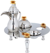 Steel Al Saif Gallery hospitality set, (dallah + dates + noah plate), base with legs, 4 pieces - silver product image 4