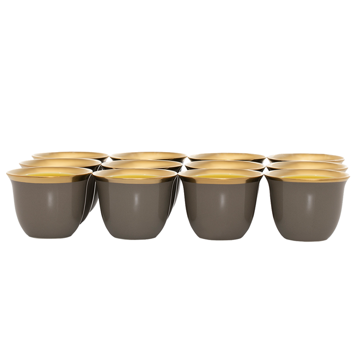 Al Saif Gallery porcelain coffee cup set, 12 pieces, gold rims - dark gray product image 1