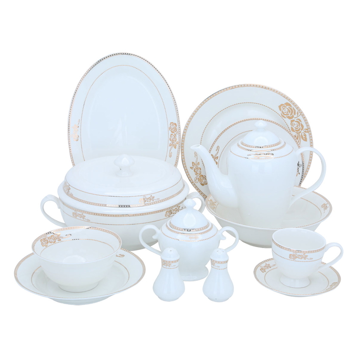 Al Saif Gallery Porcelain Dining Set, 77 Pieces - Golden White product image 1