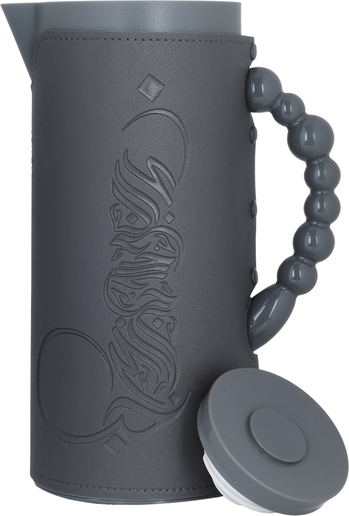 Royal7 Plastic Alsaif Gallery Thermos, 1 litre, embossed leather - dark grey product image 2