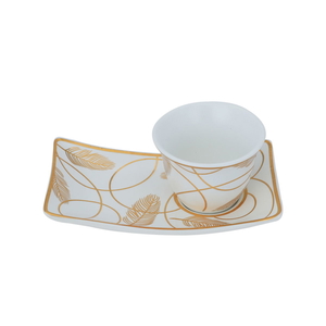 Al Saif Gallery porcelain coffee cup set, with wide saucer, 12 pieces - white product image