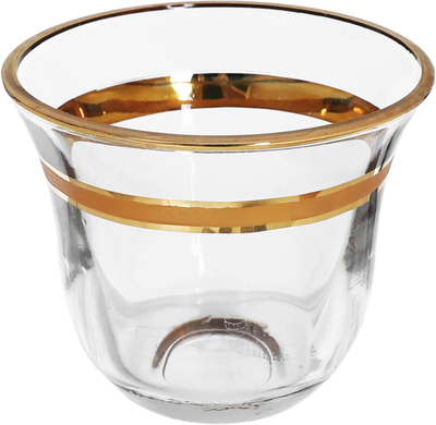 Al Saif Gallery Glass Coffee Cup Set, 6 Pieces, 90 Ml, Golden Pattern - Transparent product image 2