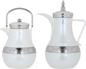 Al Saif Gallery Amal steel thermos set, two pieces - white product image