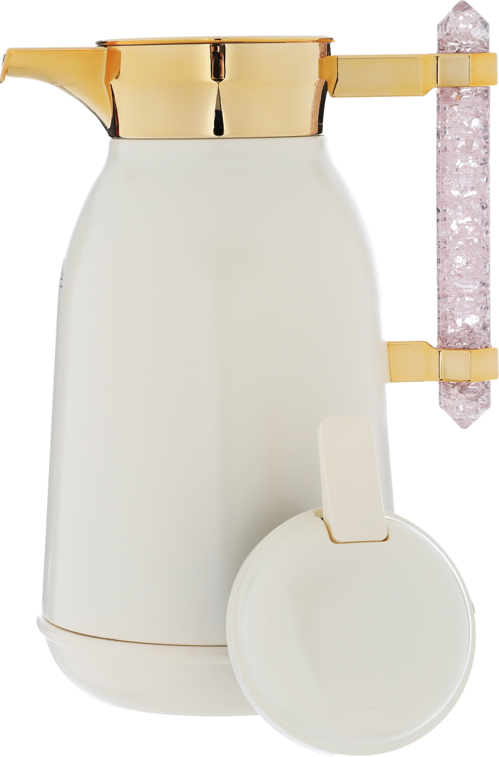 Al Saif Gallery Plastic Shahd Thermos Set, 1 liter, golden mouth, pink crystal handle - pearl product image 5