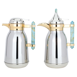 Al Saif Gallery Steel Thermos Set (Shahd), 1 liter - 0.75 liters, 2 pieces - silver product image