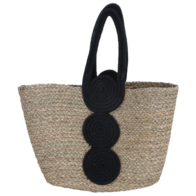 Al Saif Gallery wicker bag, 44 x 18 cm - beige black product image 1