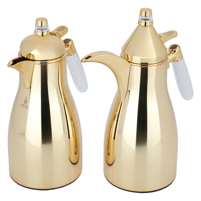 Al Saif Gallery Maimouna Steel Thermos Set, 2 Pieces, 1/1 Liter - Gold product image 2