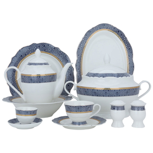 Al Saif Gallery porcelain dining set, round, 65 pieces - white product image