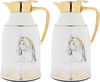 Al Saif Gallery Thermal Glass Thermos Set, 1.3L / 1L - Golden White product image 1